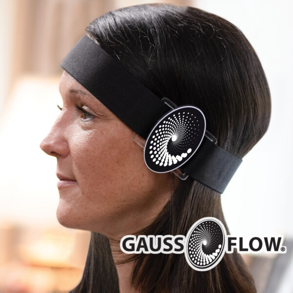 Lady wearing GaussFlow on ear