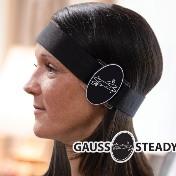 Lady wearing GaussSteady on ear - Vertigo Relief Device | Ear Tech Corporation